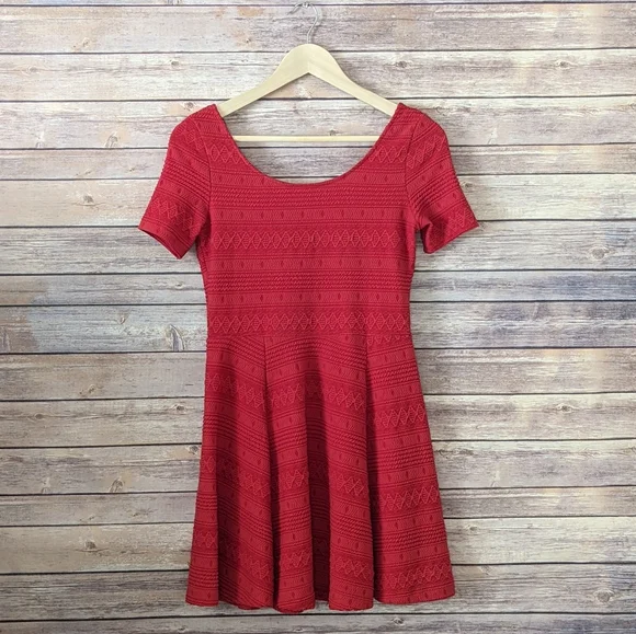 Divided Dresses Divided By Hm Red Skater Dress Poshmark